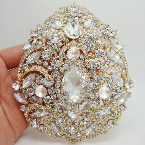Módní Nevěsta Luxusní Květinové Drop Přívěsek Vysoce Kvalitní Nevěsta Družička Svatební Brož Pin Jasné Drahokamu Crystal Obrázek 0