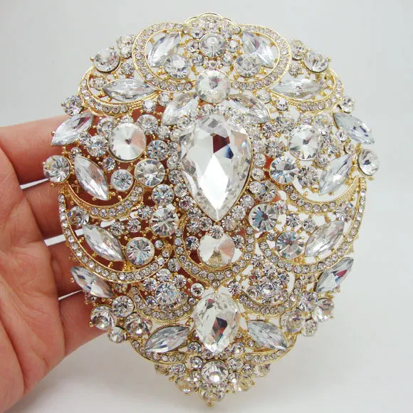 Módní Nevěsta Luxusní Květinové Drop Přívěsek Vysoce Kvalitní Nevěsta Družička Svatební Brož Pin Jasné Drahokamu Crystal Obrázek 1
