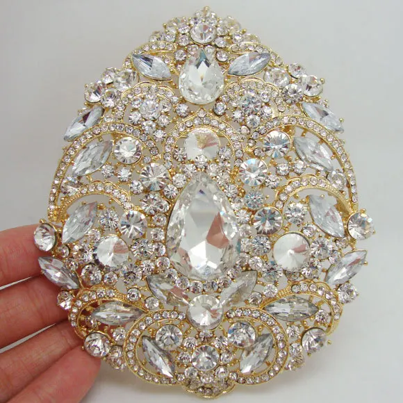 Módní Nevěsta Luxusní Květinové Drop Přívěsek Vysoce Kvalitní Nevěsta Družička Svatební Brož Pin Jasné Drahokamu Crystal Obrázek 2